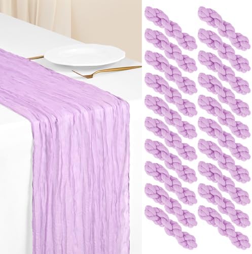 Showgeous 20 Pack Lilac Purple Cheesecloth Table Runner, 17 x 108 Inches by Showgeous