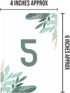 Green Leaf Design Table Number Cards Double Sided Party Table Numbers for Reception Baby Shower Anniversary Birthday Bridal Party 4x6 Inch - Image 5