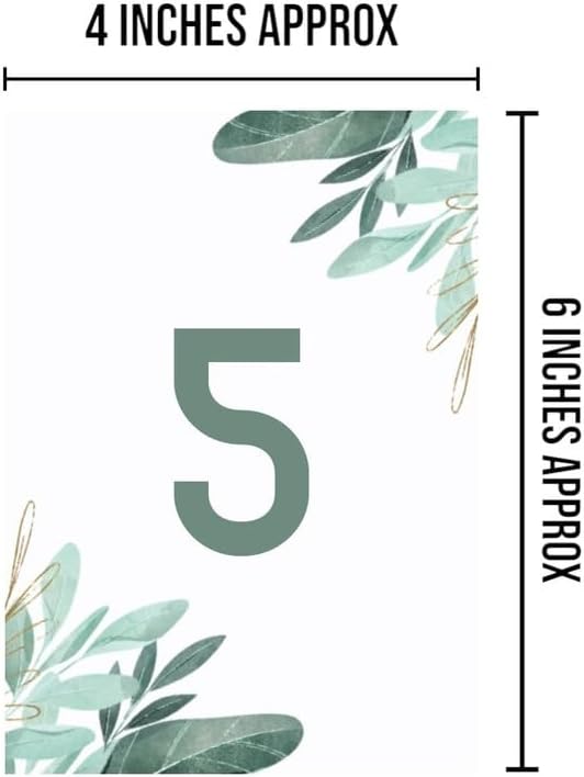 Green Leaf Design Table Number Cards Double Sided Party Table Numbers for Reception Baby Shower Anniversary Birthday Bridal Party 4x6 Inch - Image 5