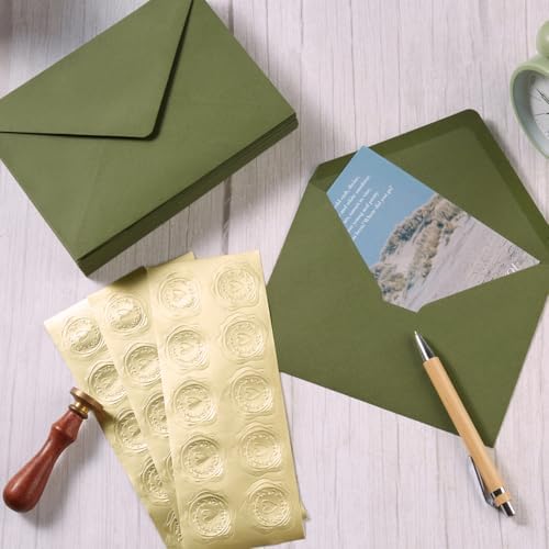 100 Pieces A7 Envelopes 5x7 Olive Green, 5.24 x 7.24 Inches (Pack of 2) - Image 7