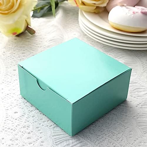 100 4 x 4 x 2" Turquoise Cake Wedding Favors Boxes with Tuck Top for Wedding Party Birthday Candy Gifts Decorations - Image 2