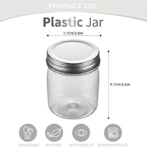 novelinks 8 oz Plastic Mason Jars and Clear Plastic Jars with Lids 8 oz - Image 2