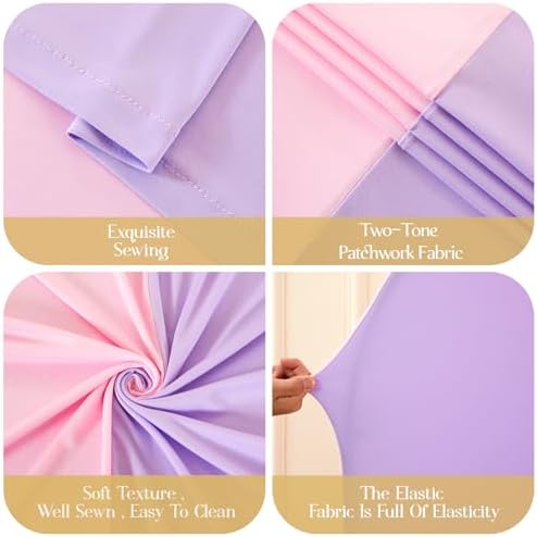 Pink and Lavender Arch Backdrop Cover 7.2FT 6.6FT 6FT Arch Covers Stretchy Backdrop Set of 3 Wedding Arch Cover Spandex Fitted Double-Color Fabric Arch Covers for Party Baby Shower Birthday Decoration - Image 5