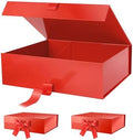 PACKHOME 3 Extra Large Red Gift Boxes Ribbon Magnetic Lids 17x14.5x5.5in by PACKHOME