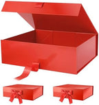PACKHOME 3 Extra Large Red Gift Boxes Ribbon Magnetic Lids 17x14.5x5.5in by PACKHOME