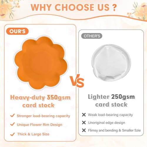 350 Pcs Fall Orange and White Paper Plates and Napkins Set, Serve 50 Guests - Image 4
