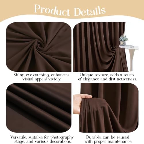 40ft x 10ft Brown Backdrop Curtains, Brown Drapes for Backdrop Fabric - Image 3