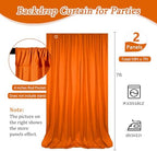 10 x 7 Feet Orange Backdrop Curtain for Partie, Background Curtains for Photoshoot, Birthday, Wedding, Halloween, Thanksgiving, Christmas Day, New Year Party Decorations 5Ft x 7Ft, 2 Panels - Image 2
