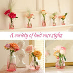 Pink Vase, Glass Bud Vases Set of 12, Small Pink Glass Vases for Flowers Colored Ribbed Flower Vase for Decor Bud Vase in Bulk Vintage Decor Bridal Shower Wedding Centerpieces Home Table Decoration - Image 6