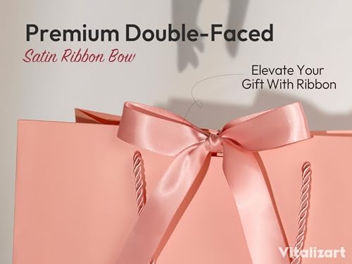 Vitalizart Large Paper Gift Bags With Handles & Ribbon Bows Thick Texture - Image 4