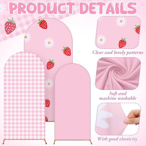 Foilswirl 34 Pcs Strawberry Arch Backdrop Covers Party Decor Set - Image 4