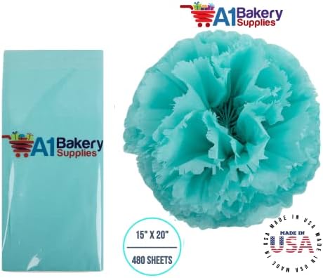 Aqua Blue Tissue Paper 15 Inch x 20 Inch - 480 Sheet Pack - Image 4