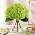 Green Artificial Hydrangea Flowers with Vase for Rustic Cottage Foyer Decor by FLEURIFI