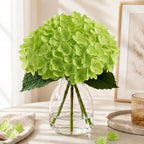 Green Artificial Hydrangea Flowers with Vase for Rustic Cottage Foyer Decor by FLEURIFI