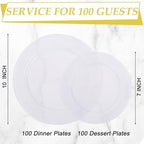 FLOWERCAT 200PCS Clear Plastic Plates Disposable Plates for Party - Clear Bulk Plastic Plates - 100 10" Dinner Plates and 100 7" Salad Plates for Weddings, New Year,Christmas Parties and Events - Image 2