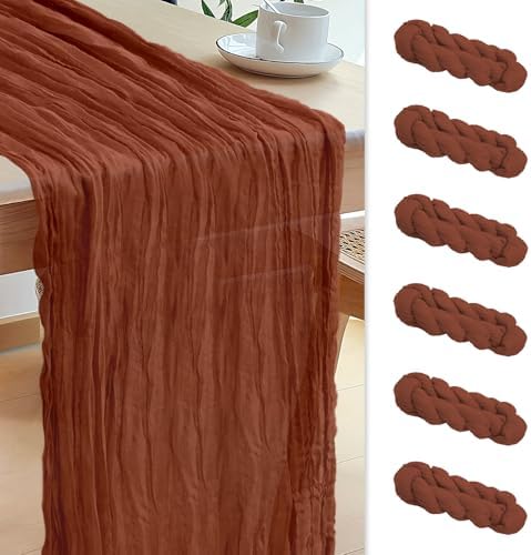 Le courant 12pcs 10Ft Cheesecloth Table Runner, Rustic Boho Gauze Cheese Cloth Runner Table Runner for Weddings Bridal Baby Shower Birthday Holiday Parties Home Decor, Terracotta by Unknown