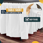 Exquisite White Table Skirt 12 Pack - Disposable Plastic Table Skirts for Rectangle Tables 6ft 8ft & Round Tables - 29in x 14ft Self-Adhesive Strip - Birthday Wedding Gender Reveal Decor - Image 3