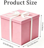 UoeRing 3 Pcs Large Gift Box Glossy Pink 12x12x11 Inch with Lid - Image 3
