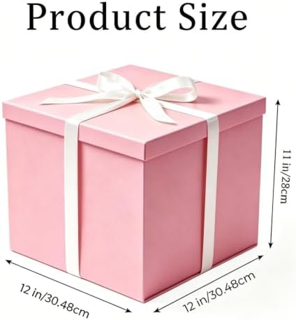 UoeRing 4 Pcs Large Gift Box Glossy Pink 12x12x11 Inch with Lid - Image 3