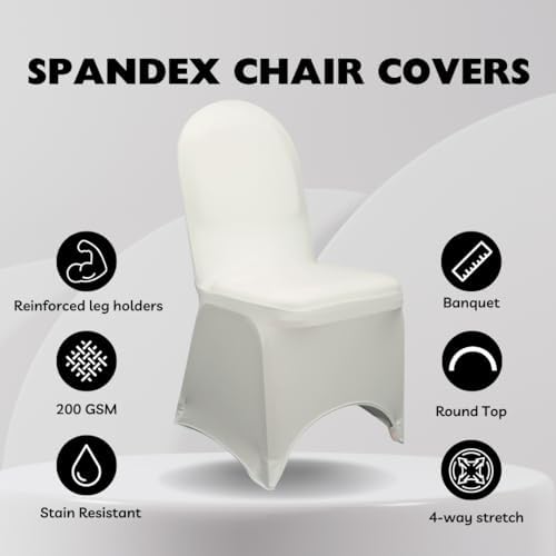 YOUR CHAIR COVERS - 50 Pack Stretch Spandex Banquet Chair Cover - Ivory, Wedding Slip Covers, Premium Quality Chair Cover - Image 2