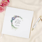 Andaz Press Personalized Wedding Guestbook with Gold Accents, Succulents Wreath Design White Guest Sign in Guest Registry 120 Pages 8.5 X 8.5 Memories Book for DIY, Scrapbook, Photo Album - Image 2