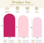 Pink and Hot Pink Arch Cover 3 Set-6FT, 5FT, 4FT Arch Backdrop Cover Spandex Fitted 2- Color Fabric Stand Covers for Baby Shower Girls Birthday Party Wedding Photo Background Decorations - Image 5