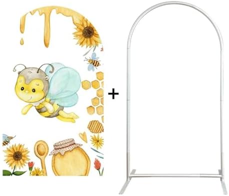 Cute Honey Bee Arch Stretchy Fabric Covers Honey Honeypot Arched Stand Cover for Birthday Party Baby Shower Decoration Props(Cover+Arch Stand) - Image 2