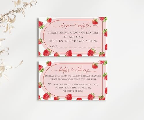 All Ewired Up Girl Baby Shower Invitations and Envelopes, Someone Berry Sweet is On The Way Invitation Card, Strawberry, Party, Decorations, Diaper Raffle, Books for Baby, Personalized - Image 3
