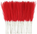 obbsie 150PCS Red Faux Pampas Grass Decor, 21.6" Fluffy Vase Filler by ObbsieDirect