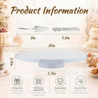 Wenqik 16 Inch Metal Cake Stand with Cake Knife and Spatula, Round Dessert Table Display Stand Metal Dessert Tray Serving Platter for Party, Wedding, Birthday, Baby Shower, Anniversary(White) - Image 2