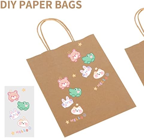 Toovip 100 Pack 8x4.75x10 Inch Medium Plain Brown Kraft Paper Bags with Handles Bulk, Gift Wrap Bags for Favors Grocery Retail Party Birthday Shopping Business Goody Craft Merchandise Take Out Sacks - Image 6
