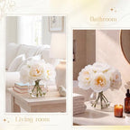 Zeyune 2 Pack White Peonies Faux Flowers in Vase with Faux Water Silk - Image 6