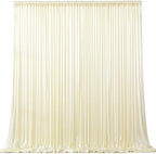 Champagne Satin Backdrop Curtains 4 Panels - Glitter Photo Drapes for Baby Shower, 20x10FT Shimmer Back Drop Cloth, Wrinkle Free for Birthday Party Prom Wedding Stage Background by WishCare