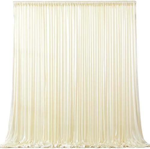 Champagne Satin Backdrop Curtains 4 Panels - Glitter Photo Drapes for Baby Shower, 20x10FT Shimmer Back Drop Cloth, Wrinkle Free for Birthday Party Prom Wedding Stage Background by WishCare