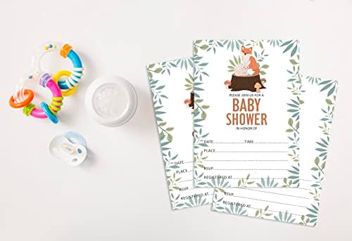 Pack of 30, Boy/Girl Baby Shower Party Collection, Baby Shower Invitation Cards, Fill in the Blank Invites WIth Envelopes, Fox Theme Party Supplies-a - Image 4