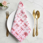 Pink Ribbon Bow Cloth Napkins Set of 6, Fantasy Sweet Bows Modern Abstract Washable Reusable Dinner Cocktail Napkin for Kitchen Party Wedding Banquet Holiday Baby Shower Table Decor - Image 2