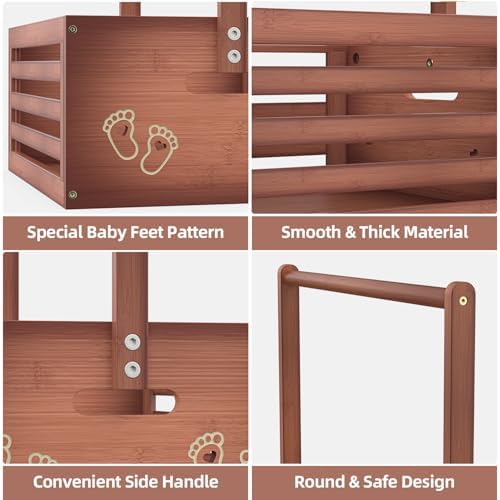BAMBOOHOMIE Baby Shower Crate Closet, Baby Baskets with Hangers Handle, Baby Crate Box for Baby Shower, Welcome Gift Basket for Newborn Baby, Pregnancy Gift for New Parents (Brown, Large Size) - Image 2