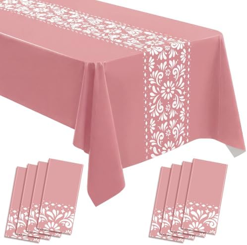 Cielito Lindo Mexican Tablecloth, 54×108 Inch, Pink, 8 Pcs by Acellegic