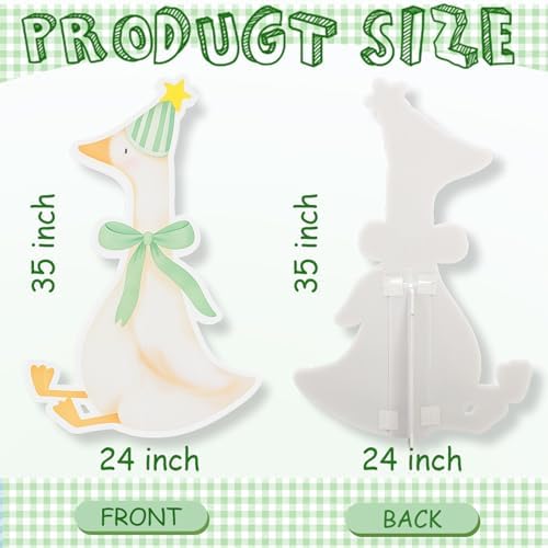 One Silly Goose Birthday Decorations Life Size Cardboard Cutout 35 x 24 Inch, Silly Goose Backdrop Stand Up for 1st Birthday Party, Baby Shower & Duck Farm Animal Birthday Photo Prop (Sage Green) - Image 2