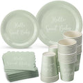 Mifoci 244 Pcs Sage Green Party Tableware Set, Plates Cups Napkins by Mifoci