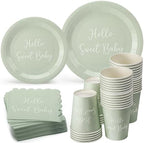 Mifoci 244 Pcs Sage Green Party Tableware Set, Plates Cups Napkins by Mifoci