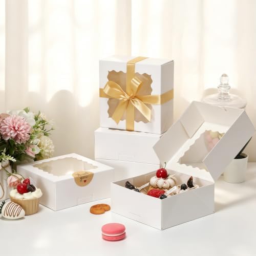 6x6x2.5 Auto-Popup Small Cookie Boxes with Window, White, 60 Pack - Image 3