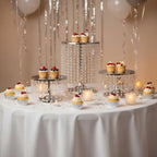 Silver Metal Cake Stand Set of 3, Round Wedding Cupcake Holder - Image 3