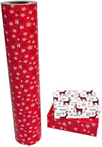 WRAPAHOLIC 30 Inch Jumbo Reversible Christmas Wrapping Paper - 30 Inch x 100 Feet Jumbo Roll Red White Reindeer and Snowflake Wrapping Paper for Christmas, Holiday, Party - Image 3