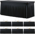 6 Pack Black Table Cloth for 8 Foot Rectangle Tables Spandex Fitted Tablecloth 8ft Stretch Table Covers Skirt Black Banquet Tablecloths Wrinkle Free Tablecloth for Party Wedding Birthday Event by Tao-GePartyDecorations