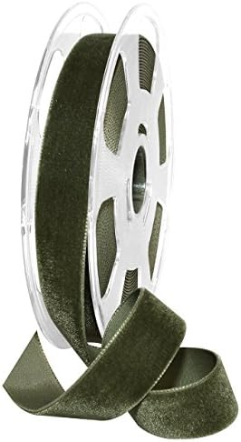 Morex Ribbon Nylon, 7/8 inch by 11 Yards, Moss, Item 01225/10-549 Nylvalour Velvet Ribbon, 7/8" x 11 yd, by MorexRibbon