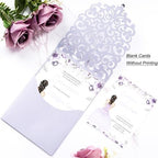 50PCS Blank Wedding Invitations with Envelopes and RSVP Cards Light Purple - Image 2