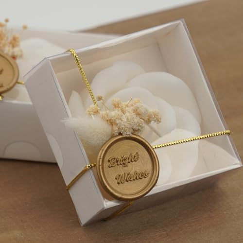 White Rose Shaped Scented Soy Wax Candle Favors (12 Pieces) with Seal Wax and Dried Flowers – Vanilla Scented, Wax Stamp for Bridal and Baby Showers, Birthday Parties, Wedding Decorations - Image 6