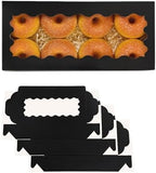 qiqee 50 Packs Black Cookie Box with Window 12x5.5x2.5 Inch Two Uses Pastry Biscuit Bakery Box For Packaging - Image 2