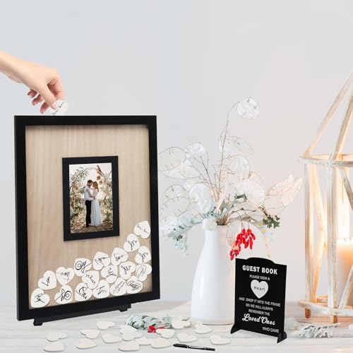 Wedding Guest Book Alternative, Guest Book Wedding Reception, Wedding Guest Book with Wooden Hearts Guest Book Signs for Wedding Anniversary Birthday Party Baby Shower - Image 5